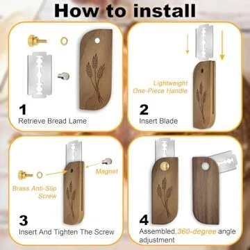 Magnetic Bread Lame Sourdough Scoring Tool Easy Scoring Knife for Bread Baking Scorer Cutter for Homemade Slashing with 10 Razor Blades - Storage Bag Included - Ergonomic Handle - Black Walnut