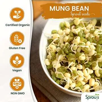 Nature Jims Premium Mung Bean Sprouting Seeds – 16 Oz – NON GMO- Resealable Bag for Longer Freshness – Rich in Vitamins, Minerals, Fiber