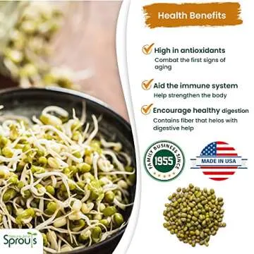 Nature Jims Premium Mung Bean Sprouting Seeds – 16 Oz – NON GMO- Resealable Bag for Longer Freshness – Rich in Vitamins, Minerals, Fiber
