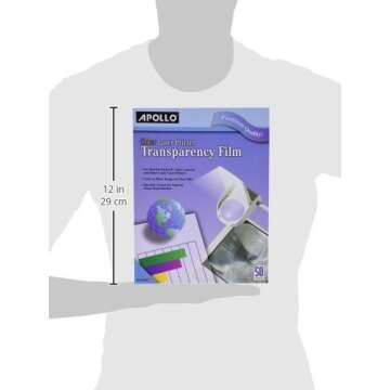 APOLLO Transparency Film for Laser Printers, Color, 50 Sheets/Pack (VCG7070), Clear