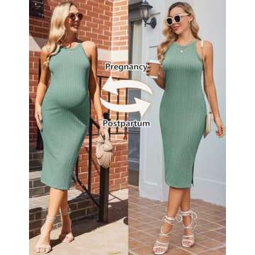 Ekouaer Women's Sleeveless Maternity Dress Summer Casual Pregnancy Dress for Daily Wearing or Baby Shower Mint Green S