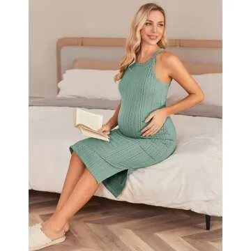 Ekouaer Women's Sleeveless Maternity Dress Summer Casual Pregnancy Dress for Daily Wearing or Baby Shower Mint Green S