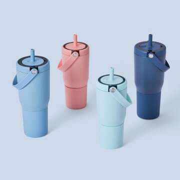 BrüMate Resa 35oz 100% Leakproof Travel Tumbler with Handle & Straw | Flexible Soft Sip Straw | Silicone Sleeve for Ultimate Durability | Stainless Steel | Cup Holder & Travel Friendly | (Dune)