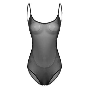 Women's Lace Up Backless Mesh Bodysuit Nightwear