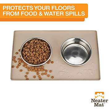 Neater Pet Brands Neater Mat Pet Mats for Food and Water, Dog Bowl Mat Waterproof Silicone, Pet Mat ...