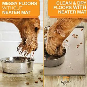 Neater Pet Brands Neater Mat Pet Mats for Food and Water, Dog Bowl Mat Waterproof Silicone, Pet Mat for Dog or Cat, Dog Food Mats for Floors Waterproof, Dog Water Mat & Dog Food Mat with Raised Edge