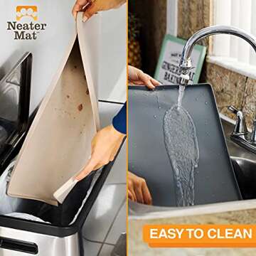 Neater Pet Brands Neater Mat Pet Mats for Food and Water, Dog Bowl Mat Waterproof Silicone, Pet Mat for Dog or Cat, Dog Food Mats for Floors Waterproof, Dog Water Mat & Dog Food Mat with Raised Edge