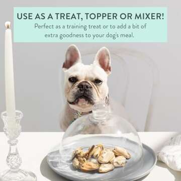 The New Zealand Natural Pet Food Co. WOOF Freeze Dried Dog Treats - New Zealand Green Mussels, High Protein, Dog Treats, Small Dogs and Dog Treats for Large Dog, Natural, Topper or Dog Treat, 1.76 oz