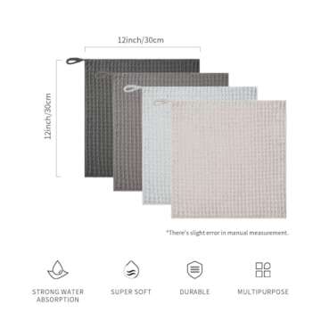 watchget Barista Microfiber Cloths - 4 Pack (12"x12") Professional Cleaning Towels for Espresso Mach...