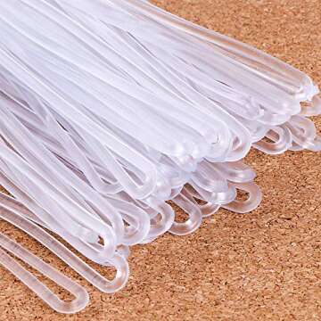Inovat 100 Pack 6 Inch Premium Clear Plastic Luggage Loop Straps/Worm Loops for Luggage Tags