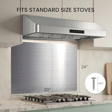 Stylish Kitchen Backsplash Protector, 24 x 30 Inch Stainless Steel, Easy Clean Wall Shield