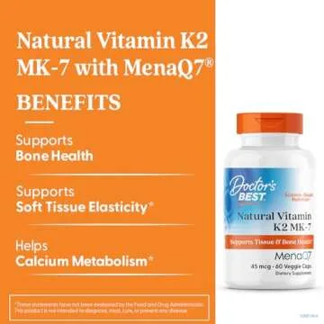 Doctor's Best Natural Vitamin K2 MK-7, Supports Bone & Joint Health, Non-GMO, Vegan