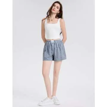 LOMON Women's Cotton Pajama Boxer Shorts - Summer Style