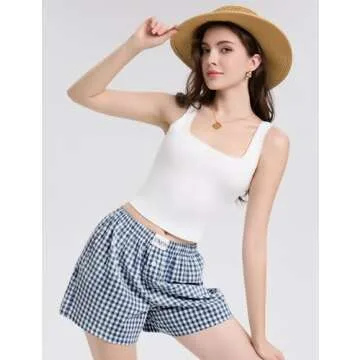 LOMON Women's Cotton Pajama Boxer Shorts - Summer Style
