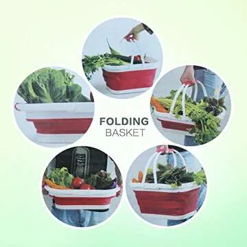 Gaorui Collapsible Laundry Basket Foldable Pop Up Storage Container Organizer Portable Washing Tub for Toys Fruits Vegetables Orange