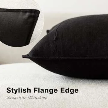Foindtower Pack of 2, Decorative Linen Soild Throw Pillow Covers Soft Accent Cushion Case Boho Farmhouse Neutral Pillowcase for Chair Couch Sofa Bedroom Living Room Home Decor 18 x 18 Inch Black