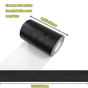 10M Black Wood Grain Removable PVC Waterproof Border Wall Decor Removable Self Adhesive Kitchen Bathroom Tiles Sticker Wallpaper 4.2x390