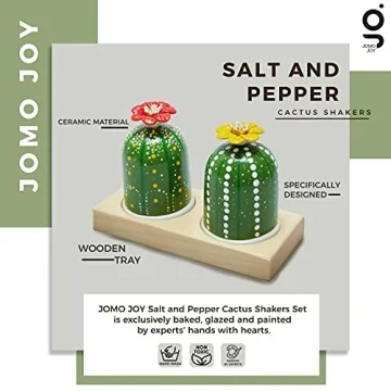 Stylish JOMO JOY Cactus Salt and Pepper Shaker Set