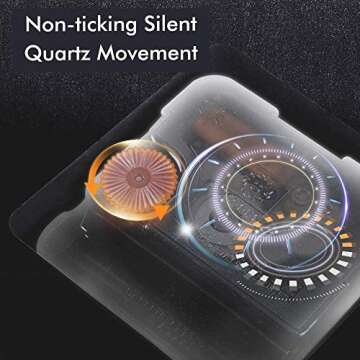 NIKKY HOME Vintage Table Top Clock, Silent Small Shelf Desk Clock Battery Operated Rustic Design, Home Decor for Living Room, Bedroom, Bedside, Gift Clock - Gold