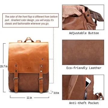 LXY Vegan Leather Backpack Vintage Style for Women Men