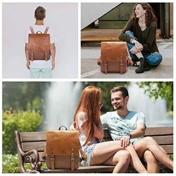 LXY Vegan Leather Backpack Vintage Style for Women Men