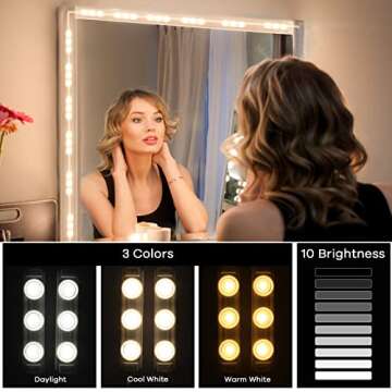 Consciot LED Vanity Lights for Mirror - USB Makeup Strip, Dimmable & Adjustable