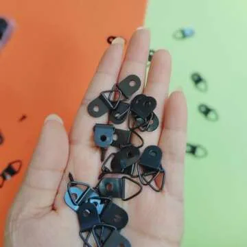 100 Small Triangle Ring Steel Picture Hangers, Rings, Hangers with 100 Screws (Black)