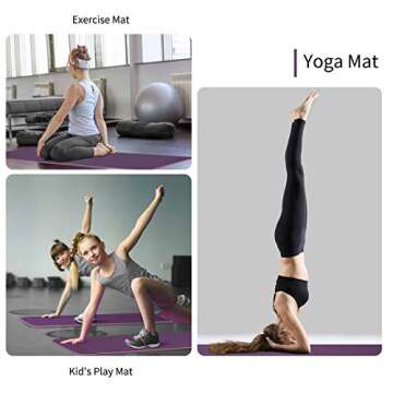 Yoga Mat with Strap, Non Slip 1/4 Inch Thick Eco Friendly TPE Exercise Fitness Pilates Workouts for Men Women (PINK)