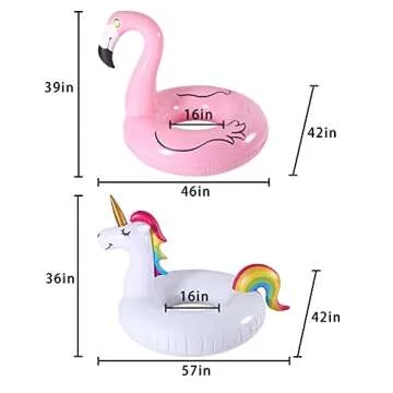 FindUWill 2 Pack 42'' Inflatable Pool Floats Flamingo Unicorn Swim Tube Rings with 2Pcs Beach Balls, Beach Floaties, Swimming Toys, Lake and Beach Floaty Summer Toy, Pool Raft Lounge for Adults Kids