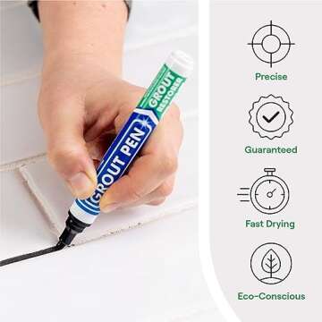 Grout Pen Black Tile Paint Marker: Waterproof Grout Paint, Tile Grout Colorant and Sealer Pen - Blac...