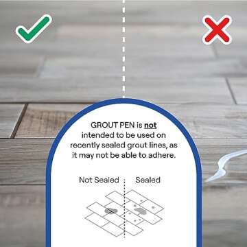 Grout Pen Black Tile Paint Marker: Waterproof Grout Paint, Tile Grout Colorant and Sealer Pen - Black, Narrow 5mm Tip (7mL)