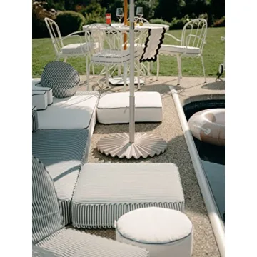 55lb Clamshell Umbrella Base Outdoor Patio Essential Antique White