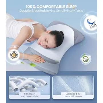 Gadole 8X Support Side Sleeping Pillow for Neck Pain Relief, Adjustable Cervical Fit Shoulder Perfectly, Ergonomic Contour Memory Foam Pillows with Armrest Area, Bed Back Stomach Grey Queen