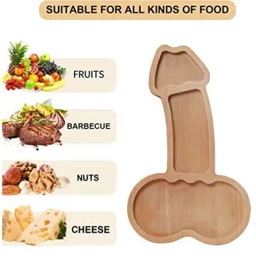Funny Aperitif Board,Solid Wood Charcuterie Platter and Cheese Board,Novelty Kitchen Cutlery Wine Fruit Meat Cheese Platter,Ideal Bachelor Party Housewarming Bachelor Party and Gag Gift(15.8" Left)