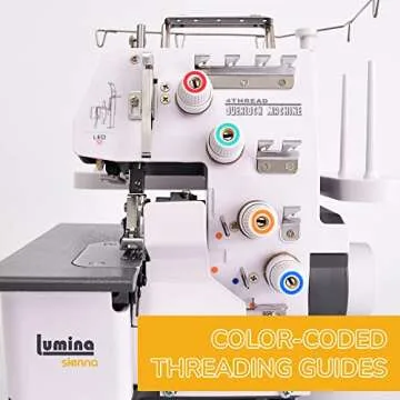 Lumina Sienna Serger Sewing Machine - Industrial Grade Sergers & Overlock Machines with Durable Metal Frame, 3-4 Serger Thread Capability - Overlocker Sewing Machine for Heavy Duty Fabric