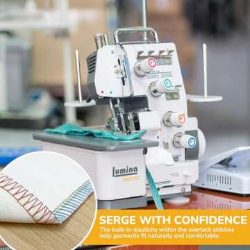 Lumina Sienna Serger Sewing Machine - Industrial Grade Sergers & Overlock Machines with Durable Metal Frame, 3-4 Serger Thread Capability - Overlocker Sewing Machine for Heavy Duty Fabric