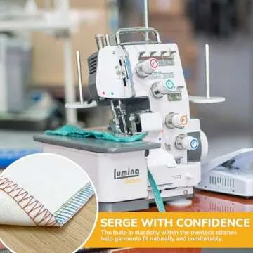 Lumina Sienna Serger Sewing Machine - Industrial Grade Sergers & Overlock Machines with Durable Metal Frame, 3-4 Serger Thread Capability - Overlocker Sewing Machine for Heavy Duty Fabric