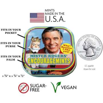 The Unemployed Philosophers Guild Mister Rogers' EncourageMints Breath Mints, 1 Tin, Net Wt .4oz (12...