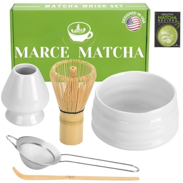 Marce Matcha Whisk Set- Matcha Set includes Matcha Whisk and Bowl (Matcha Bowl), Matcha Sifter, Matc...
