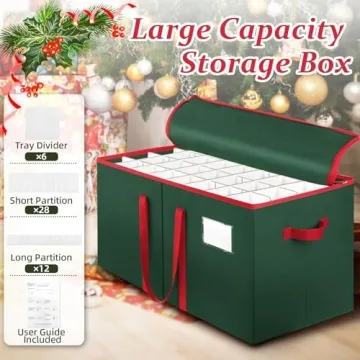 SeasonBliss Christmas Ornament Storage Box, Large & Sturdy