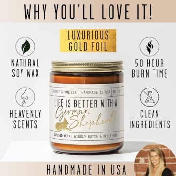 German Shepherd Gifts for Women - Candle with Essential Oils