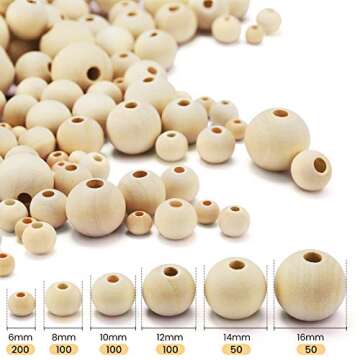 600 Natural Wooden Beads for DIY Crafting and Jewelry