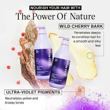 Eva NYC Tone It Down Blonde Shampoo and Conditioner Set, Moisturizing Purple Shampoo and Conditioner for Eliminating Brassy & Yellow Tones, Vegan Hair Shampoo and Conditioner, Pack of 2, 1L