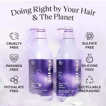 Eva NYC Tone It Down Blonde Shampoo and Conditioner Set, Moisturizing Purple Shampoo and Conditioner for Eliminating Brassy & Yellow Tones, Vegan Hair Shampoo and Conditioner, Pack of 2, 1L