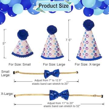 ADOGGYGO Dog Birthday Party Supplies, Pet Birthday Hat with Numbers, Plaid Birthday Boy Bandana and Bow Set for Medium Large Dogs (Large)