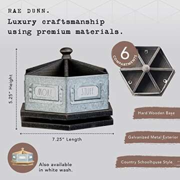 Rae Dunn by Designstyles Rotating Decorative Organizer – Steel Desktop Stationary Spinner Holder -...
