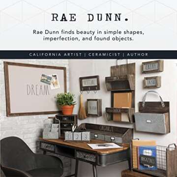 Rae Dunn by Designstyles Rotating Decorative Organizer – Steel Desktop Stationary Spinner Holder - 6 Compartment Table, Dresser and Counter Top Pen and Pencil Cup - Office, Home and Art Supplies
