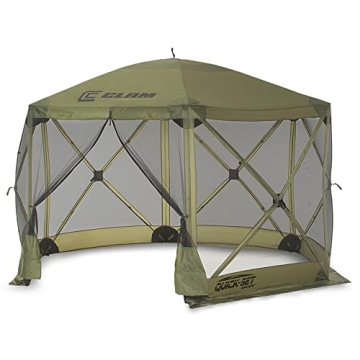 Clam Pop Up Screen Tent, Outdoor Camping Gazebo Canopy, Escape, 11.5', Green