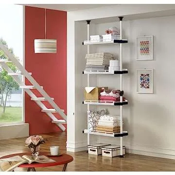 PRINCE HANGER, Multipurpose Shelf, Holds 20kg per Shelf, Heavy Duty 32mm Vertical Pole, Clothes Orga...
