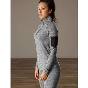 icyzone Women's Workout Yoga Track Jacket 1/2 Zip Long Sleeve Running Shirt